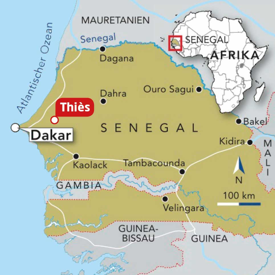 Senegal Claire Amitie Ausbildungszentrum Karte