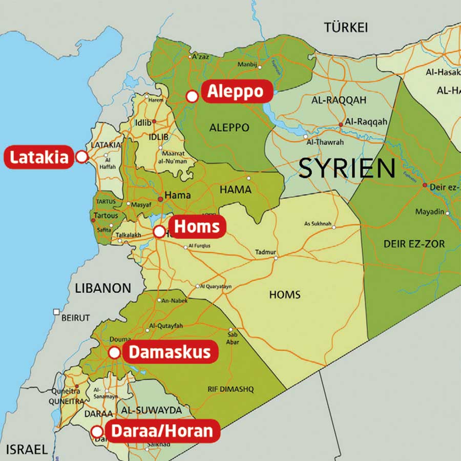 Syrien Schulbildung Fluechtlingskinder karte