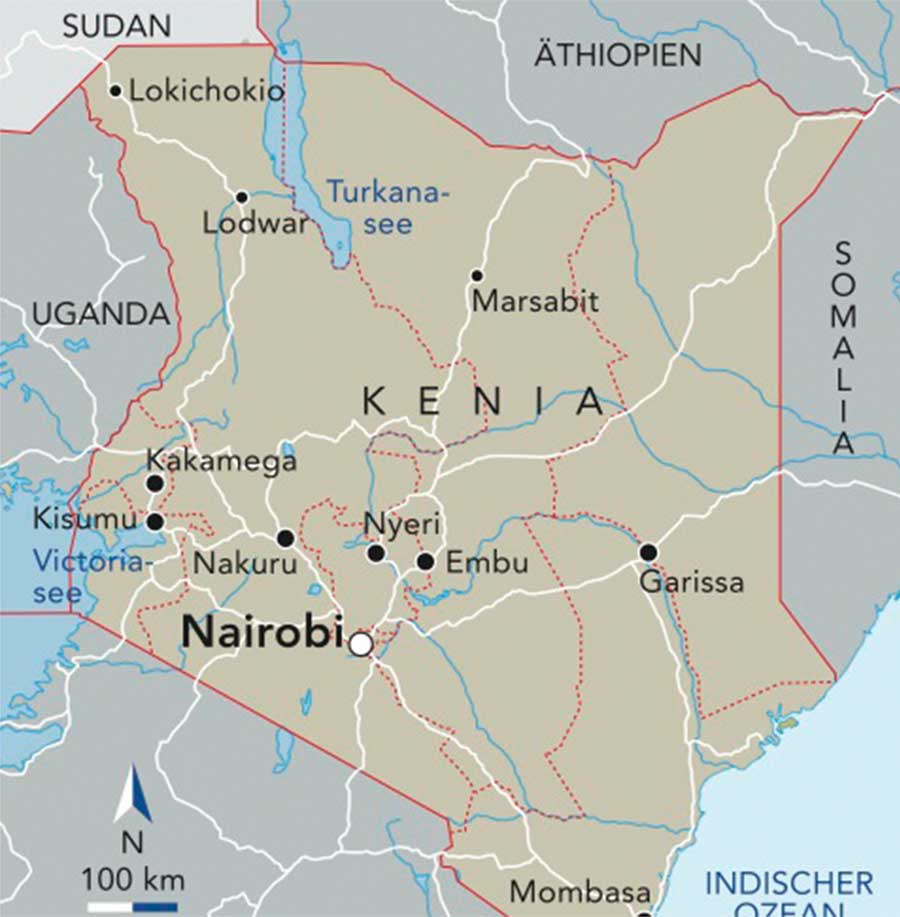 Kenia Hilfe Familien Karte