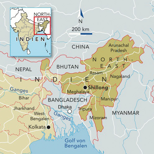 Indien Brunnen Missionsstation Karte