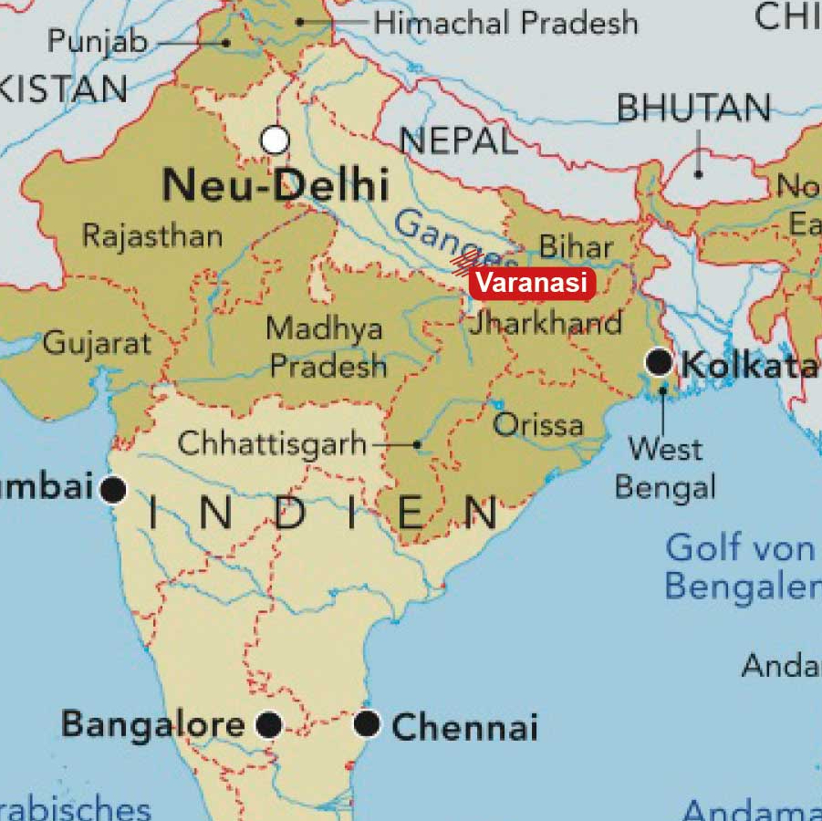 Landkarte Indien Varanasi Covid