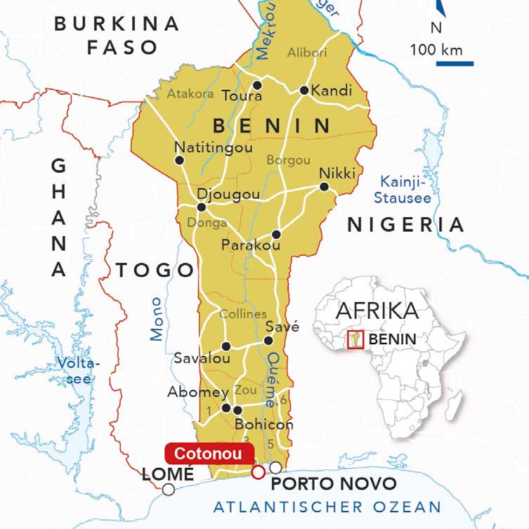 Benin Schwesternausbildung Karte