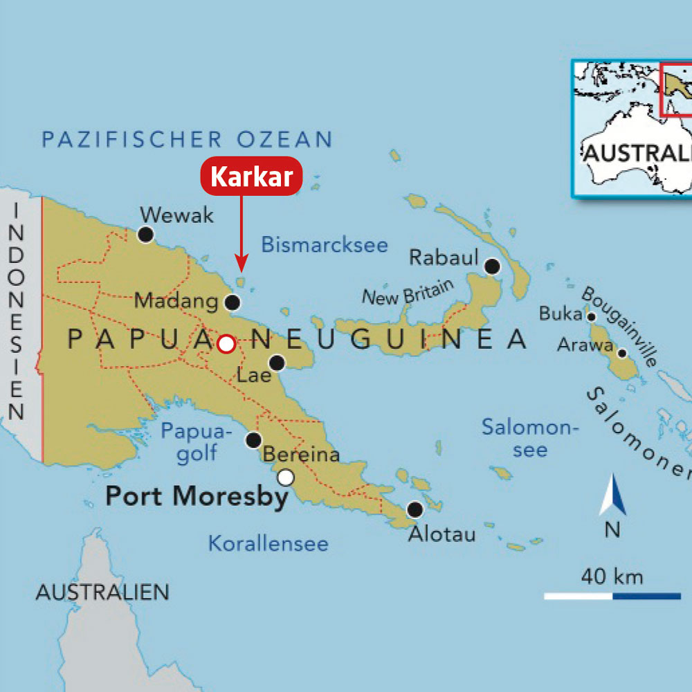 Landkarte von Papua-Neuguinea.