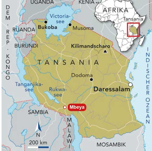 Tansania Bunda Brunnen Karte