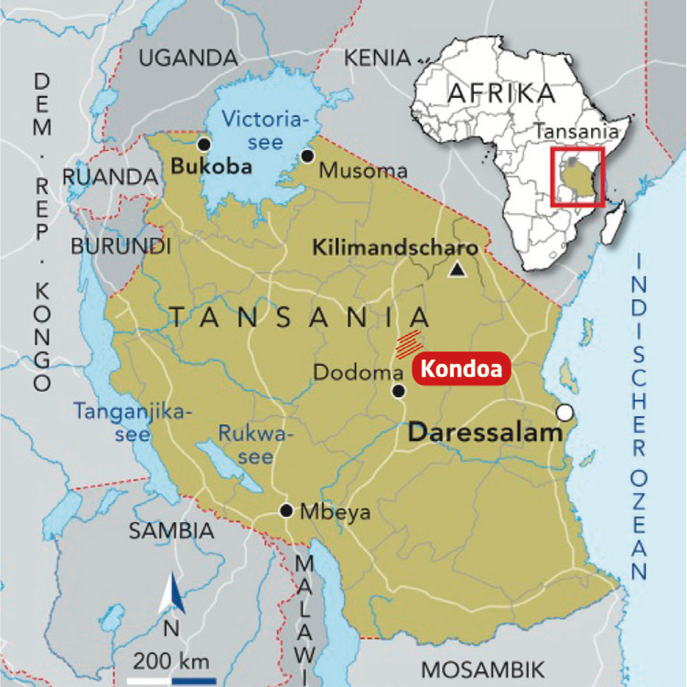 Landkarte von Tansania.