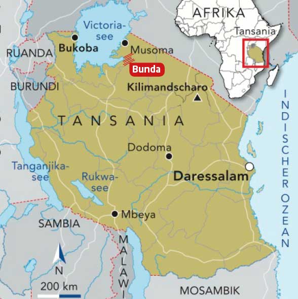 Tansania Bunda Strom Grundschule Karte