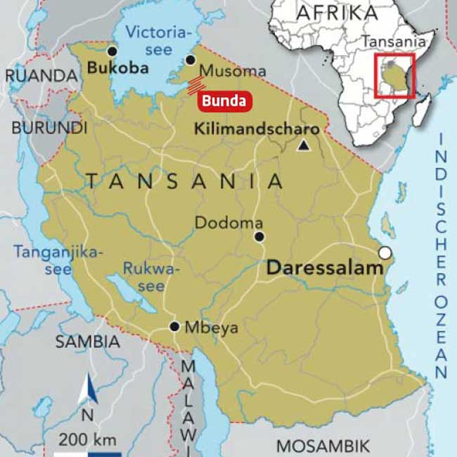 Tansania Bunda Brunnen Karte
