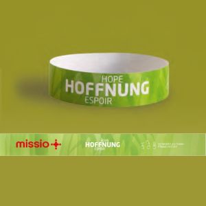 Segensbändchen "Hoffnung" im zusammengeklebten und im flachen Zustand