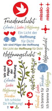 Ein Bogen mit christlichen Kerzentattoos zum Thema Hoffnung