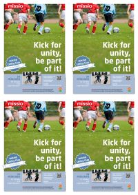 Einladungsflyer zum missio Unity-Cup Schulaktion