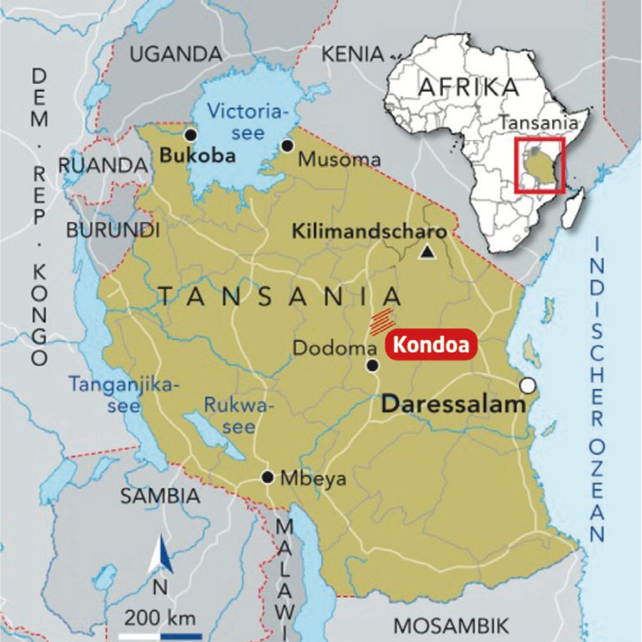 Landkarte von Tansania.