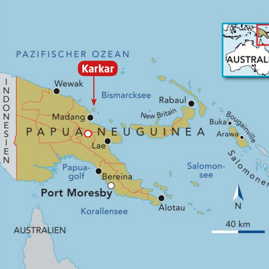 Landkarte von Papua-Neuguinea.