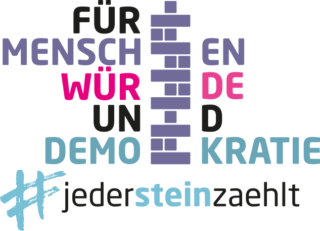  Logo der missio-Bildungskampagne für Menschenwürde und Demokratie #jedersteinzaehlt